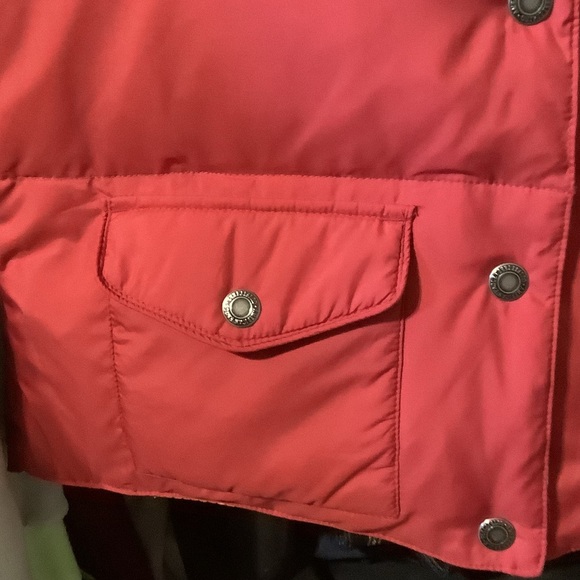 Red and Orange Floral Puffer Vest, reversible - Picture 12 of 13